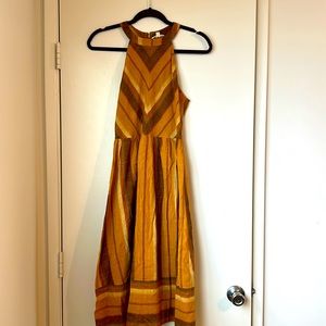 Striped golden yellow midi dress